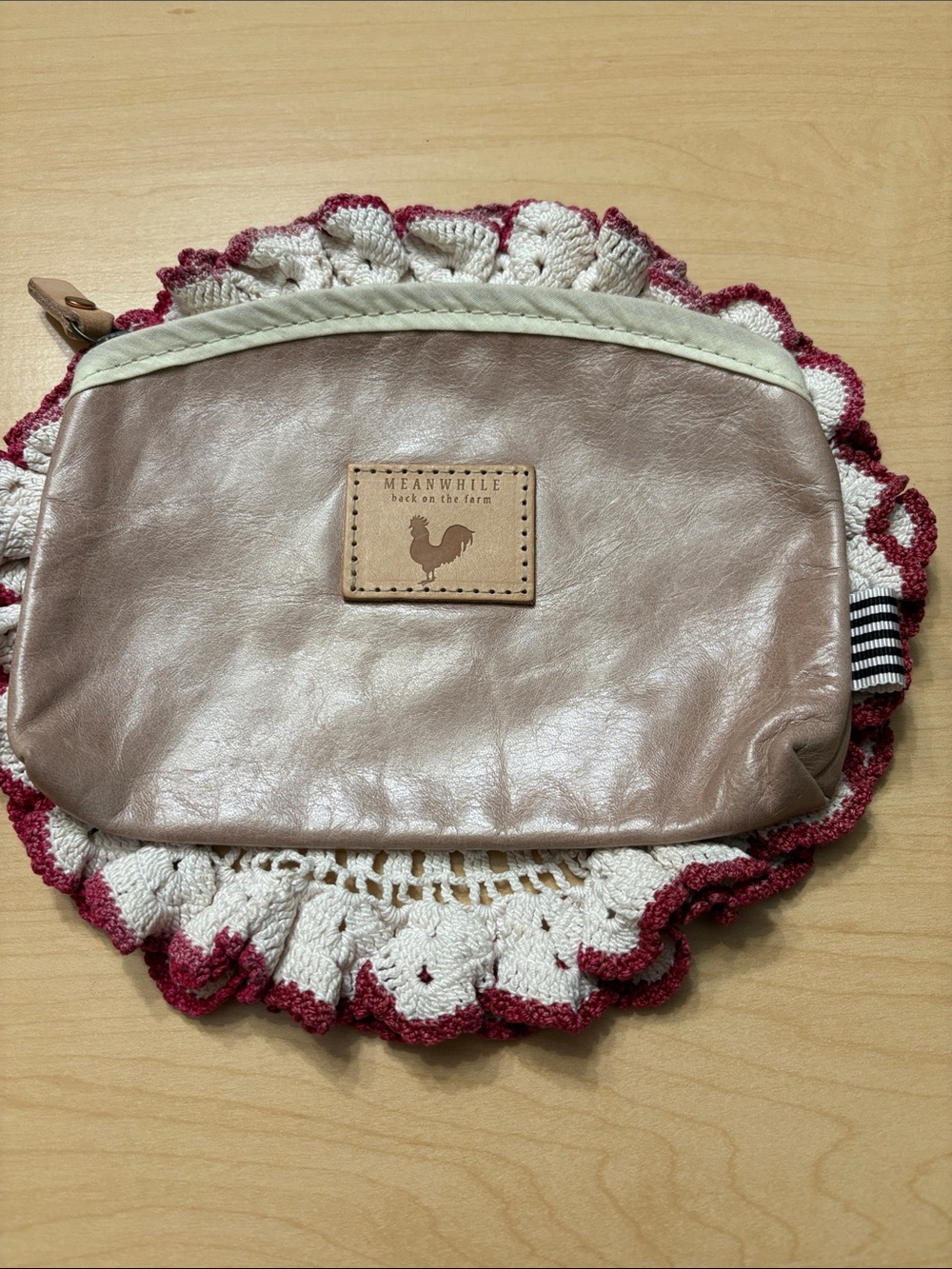 Meanwhile, Back On The Farm, limited edition, pale, pink leather cosmetic case